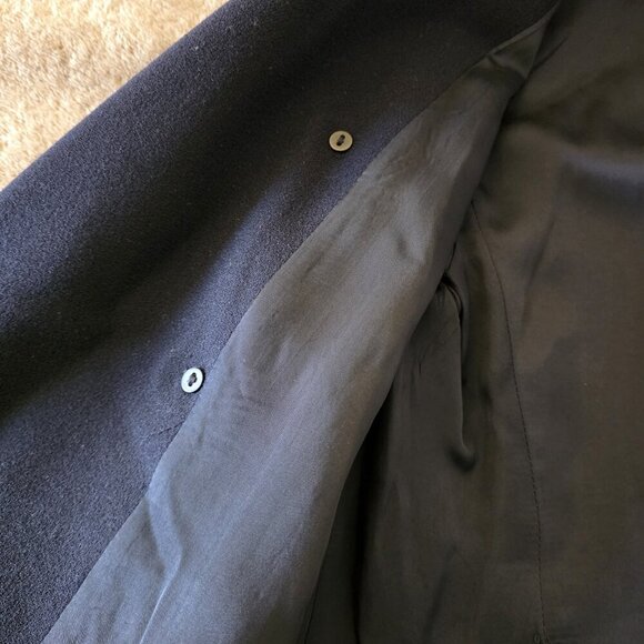 Linda Allard Ellen Tracy Blazer Women’s 8 Navy Wool Double Breasted Gold - Picture 8 of 16